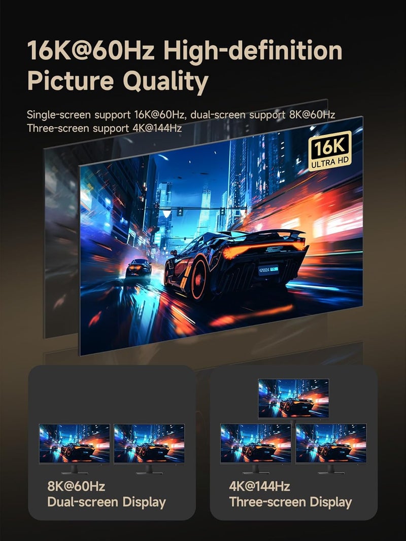 هاجيبس كابل Hagibis Thunderbolt 5 (معتمد من Intel)، نقل بيانات بسرعة 120 جيجابت/ثانية، شحن سريع بقدرة 240 واط، عرض USB-C بدقة 16K@60Hz، متوافق مع Thunderbolt 4/3، USB4، iPhone 17/16/15، MacBook، أجهزة الكمبيوتر المحمولة (تيتانيوم، 100 سم) - Image 4