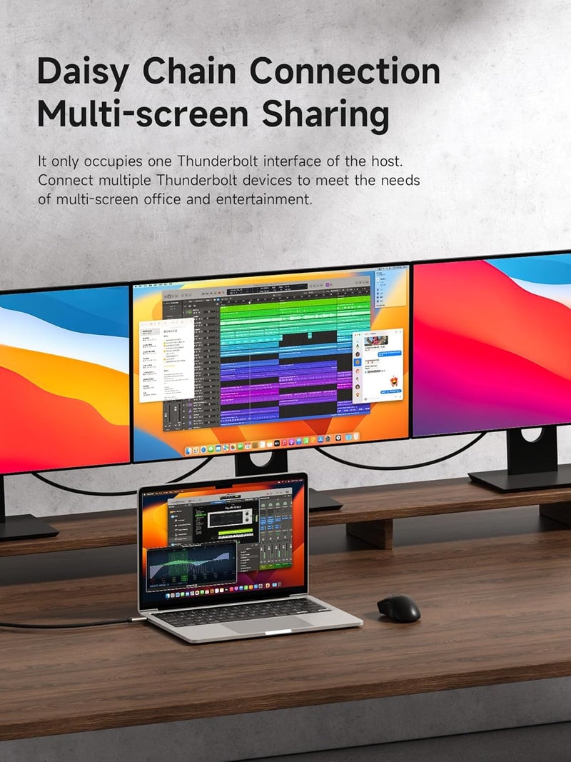 هاجيبس كابل Hagibis Thunderbolt 5 (معتمد من Intel)، نقل بيانات بسرعة 120 جيجابت/ثانية، شحن سريع بقدرة 240 واط، عرض USB-C بدقة 16K@60Hz، متوافق مع Thunderbolt 4/3، USB4، iPhone 17/16/15، MacBook، أجهزة الكمبيوتر المحمولة (تيتانيوم، 100 سم) - Image 5