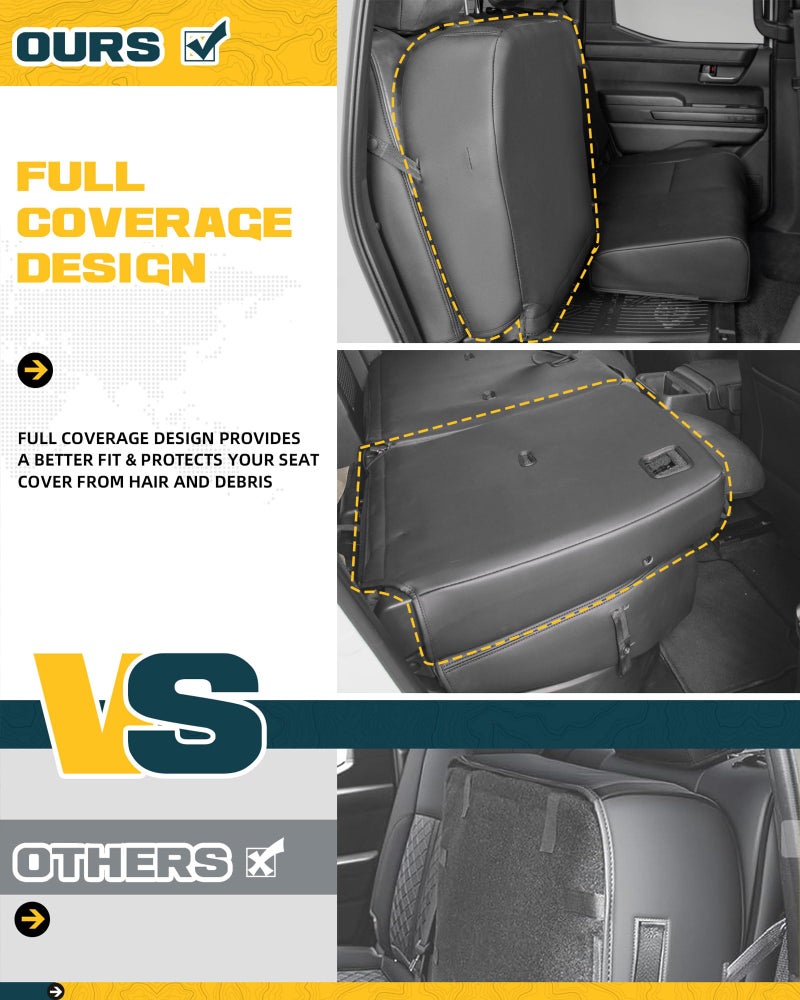 Trumgeta Full Coverage Seat Covers Fit for Toyota Tacoma (2024 2025 2026) Double Cab/Crew Cab SR/SR5/TRD Sport/TRD Off-Road/Limited, Leather Seat Cushion Protectors Full Set (5 Seats, Black) - Image 5