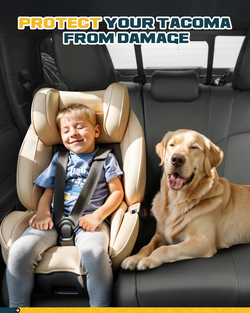 Trumgeta Full Coverage Seat Covers Fit for Toyota Tacoma (2024 2025 2026) Double Cab/Crew Cab SR/SR5/TRD Sport/TRD Off-Road/Limited, Leather Seat Cushion Protectors Full Set (5 Seats, Black) - Image 2