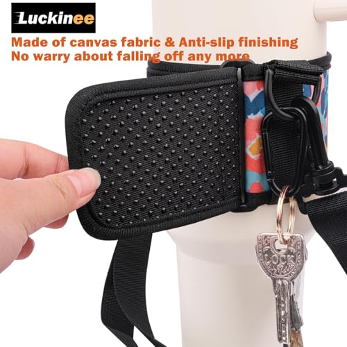 LUCKINEE Water Bottle Carrier Holder with Shoulder Strap Water Bottle Handle Strap Sling for Stanley 3040oz Tumblers with 2pc Straw Covers Toppers for Stanley Cup Holder Black - Image 3