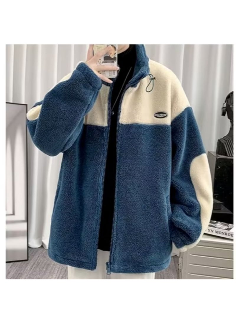 Generic - Lamb Wool Cotton Jacket Men 2024 Autumn Winter Thick Loose Warm Gray - Image 1