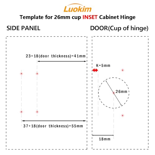 Luokim 26mm Mini Cup Soft Close Cabinet Hinges for Thin Door Inset Concealed Cabinet Hinge with Screws Nickel Finish 2 Pcs - Image 4