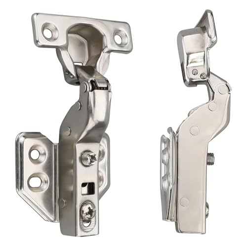 Luokim 26mm Mini Cup Soft Close Cabinet Hinges for Thin Door Inset Concealed Cabinet Hinge with Screws Nickel Finish 2 Pcs - Image 1