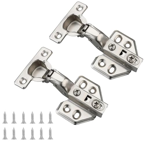 Luokim 26mm Mini Cup Soft Close Cabinet Hinges for Thin Door Inset Concealed Cabinet Hinge with Screws Nickel Finish 2 Pcs - Image 2