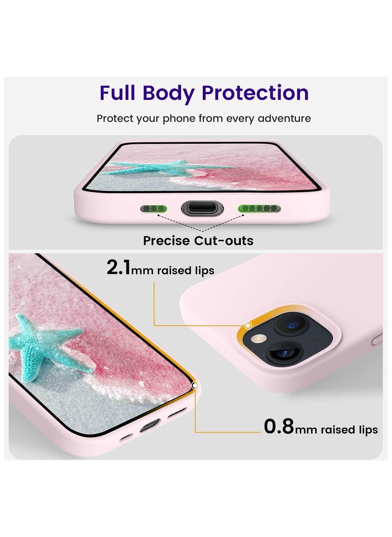 Generic - Silicone Case Compatible with iPhone 13 and iPhone 14, Slim Liquid Silicone, Layers of Soft Gel Rubber Shockproof, Protective Phone Case Cover with TPU Lining Compatible With iPhone 13 and iPhone 14 (Sand Pink) - Image 1