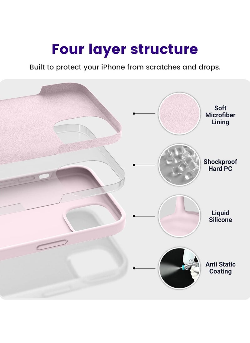 Generic - Silicone Case Compatible with iPhone 13 and iPhone 14, Slim Liquid Silicone, Layers of Soft Gel Rubber Shockproof, Protective Phone Case Cover with TPU Lining Compatible With iPhone 13 and iPhone 14 (Sand Pink) - Image 1