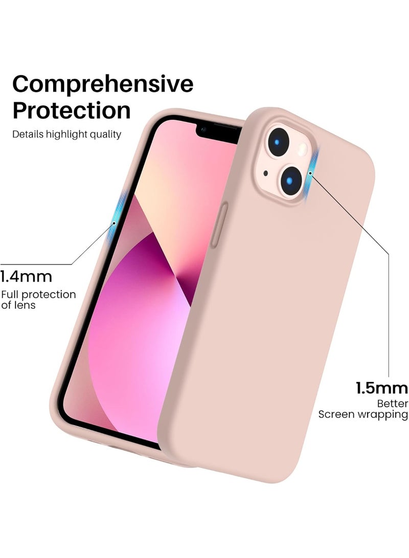 أكاليكس جراب سيليكون سائل فاخر لهاتفي iPhone 13، تصميم نحيف، ملمس ناعم مع بطانة من الألياف الدقيقة وحماية معززة للكاميرا - متين ومقاوم لبصمات الأصابع | لون وردي رملي - Image 3