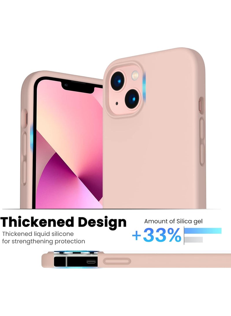أكاليكس جراب سيليكون سائل فاخر لهاتفي iPhone 13، تصميم نحيف، ملمس ناعم مع بطانة من الألياف الدقيقة وحماية معززة للكاميرا - متين ومقاوم لبصمات الأصابع | لون وردي رملي - Image 5