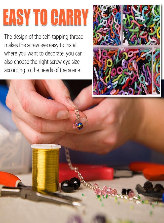 Tanstic 1200Pcs Colorful Screw Eye Pins Kit, 4x8mm 5x10mm Metal Metal Eye Hooks for DIY Crafts Jewelry Making (A Kit) - Image 5