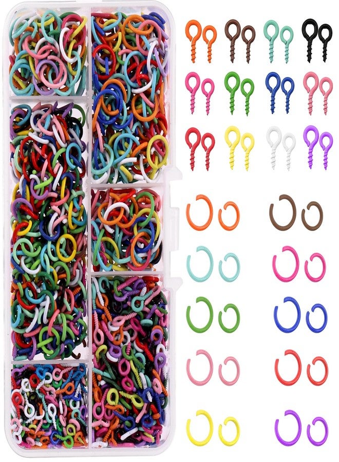 Tanstic 1200Pcs Colorful Screw Eye Pins Kit, 4x8mm 5x10mm Metal Metal Eye Hooks for DIY Crafts Jewelry Making (A Kit) - Image 1