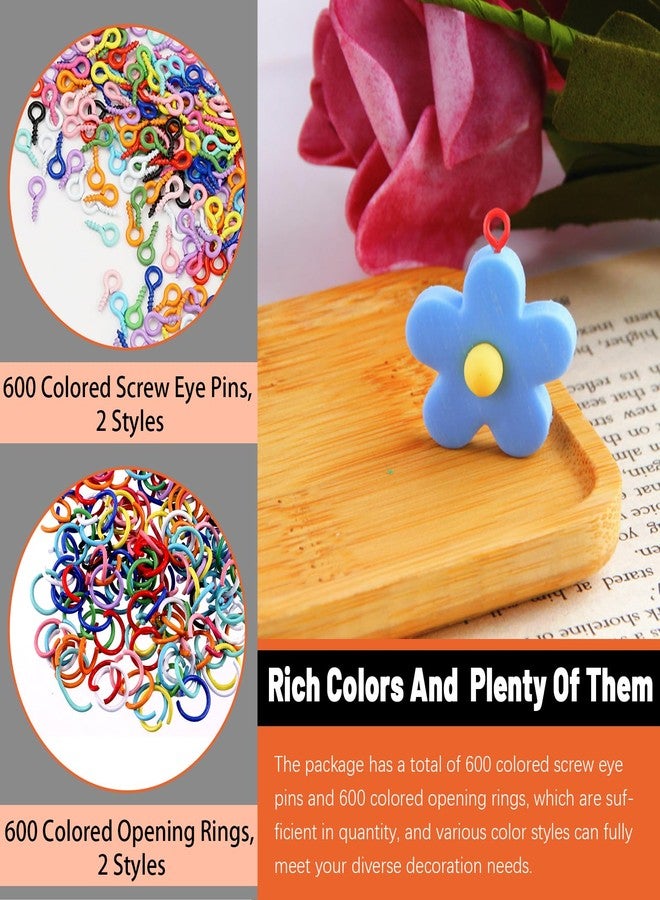 Tanstic 1200Pcs Colorful Screw Eye Pins Kit, 4x8mm 5x10mm Metal Metal Eye Hooks for DIY Crafts Jewelry Making (A Kit) - Image 3