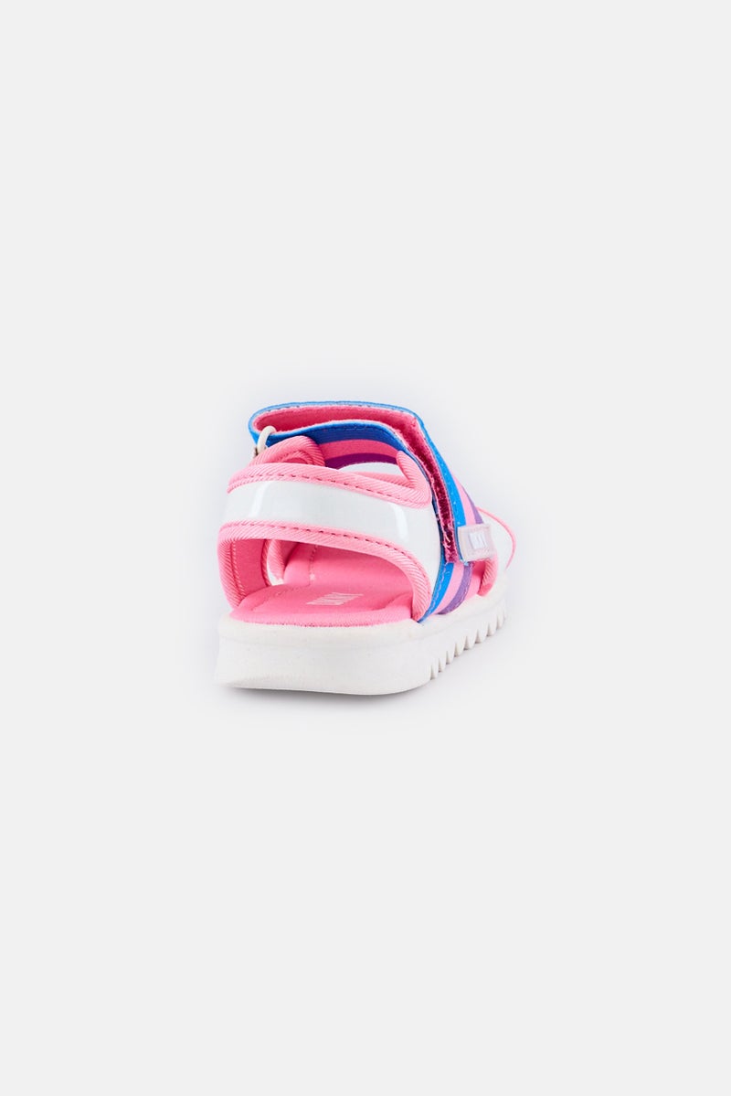 DKNY Toddlers Girl Brand Logo Velcro Closure Sandals, Multicolor - Image 2