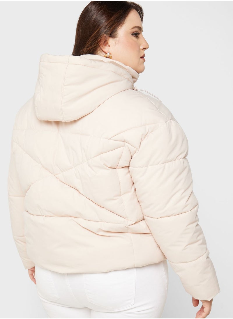 PUBLIC DESIRE - Padded Hood Puffer Jacket Off-White - Image 1
