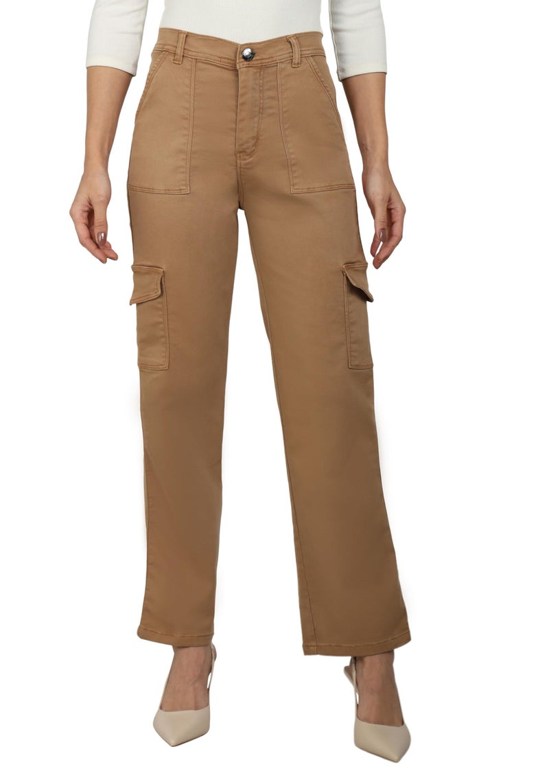 Nifty Women's Denim Relaxed Fit Mustard Cargo Jeans (1466_Must_26_Mustard_26) - Image 1