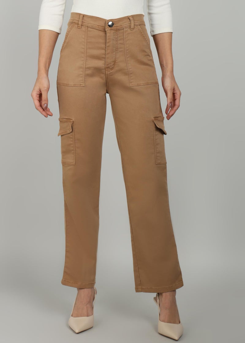 Nifty Women's Denim Relaxed Fit Mustard Cargo Jeans (1466_Must_26_Mustard_26) - Image 2
