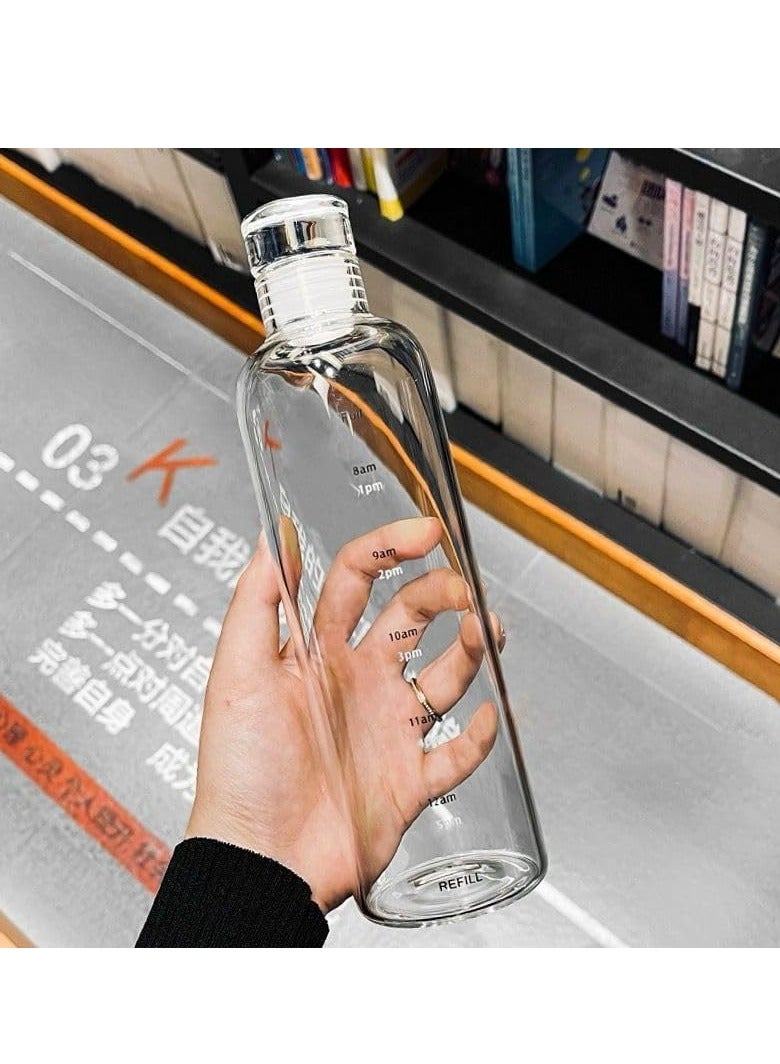 زوبا زجاجة مياه قابلة لاعادة الاستخدام، اكريليك شفاف، سعة 500 مل مع علامات للوقت، زجاجة شرب شفافة مانعة للتسرب للرجال والنساء لصالة الالعاب الرياضية والانشطة الخارجية واللياقة البدنية - قطعة واحدة - Image 4