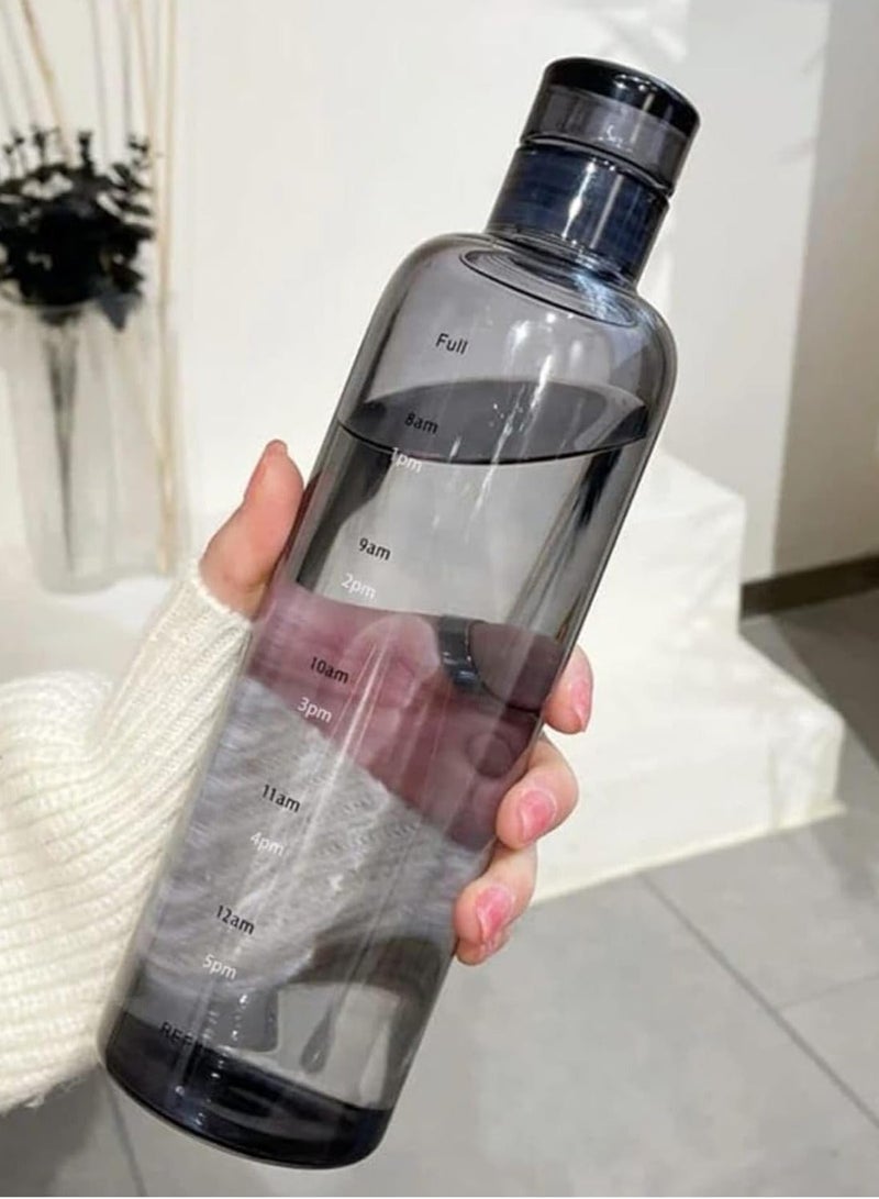 زوبا زجاجة مياه قابلة لاعادة الاستخدام، اكريليك شفاف، سعة 500 مل مع علامات للوقت، زجاجة شرب شفافة مانعة للتسرب للرجال والنساء لصالة الالعاب الرياضية والانشطة الخارجية واللياقة البدنية - قطعة واحدة - Image 3