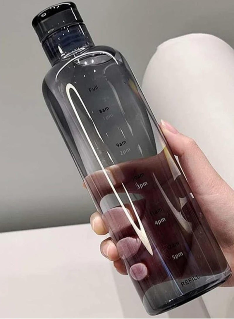 زوبا زجاجة مياه قابلة لاعادة الاستخدام، اكريليك شفاف، سعة 500 مل مع علامات للوقت، زجاجة شرب شفافة مانعة للتسرب للرجال والنساء لصالة الالعاب الرياضية والانشطة الخارجية واللياقة البدنية - قطعة واحدة - Image 2