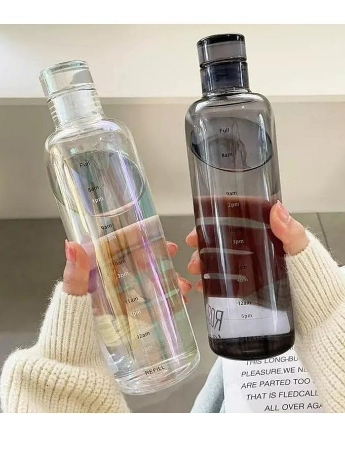 زوبا زجاجة مياه قابلة لاعادة الاستخدام، اكريليك شفاف، سعة 500 مل مع علامات للوقت، زجاجة شرب شفافة مانعة للتسرب للرجال والنساء لصالة الالعاب الرياضية والانشطة الخارجية واللياقة البدنية - قطعة واحدة - Image 1