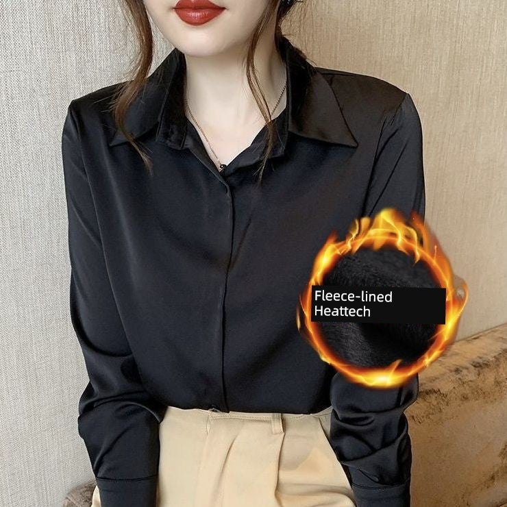 2025 autumn wrinkle-resistant long-sleeved white shirt women's formal college student work uniform thin bottom shirt - Image 3