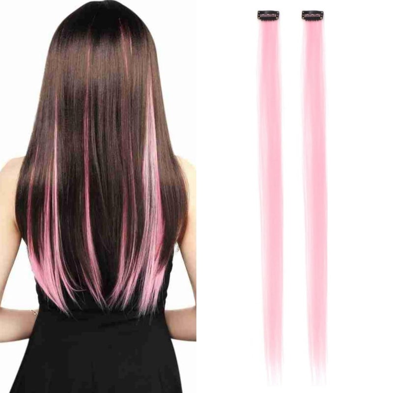 Delightfull Wears Baby Pink 19inc Colored Streak Hair Extension Highlighter For Women And Girls 19inc Baby PinkSet Of 2 - Image 1