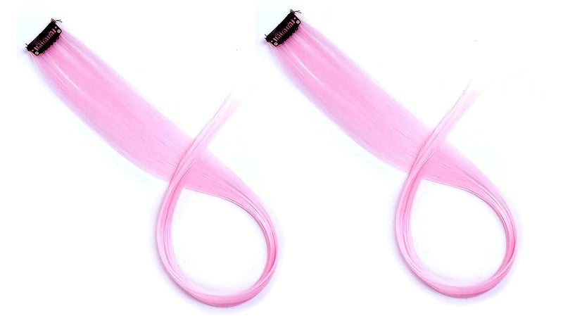 Delightfull Wears Baby Pink 19inc Colored Streak Hair Extension Highlighter For Women And Girls 19inc Baby PinkSet Of 2 - Image 2