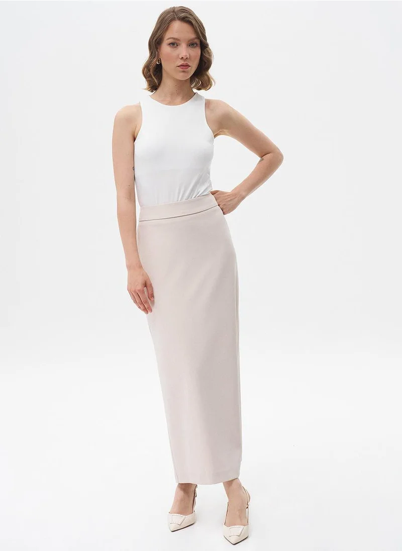 Kayra Skirt with Hidden Slit Detail Stone