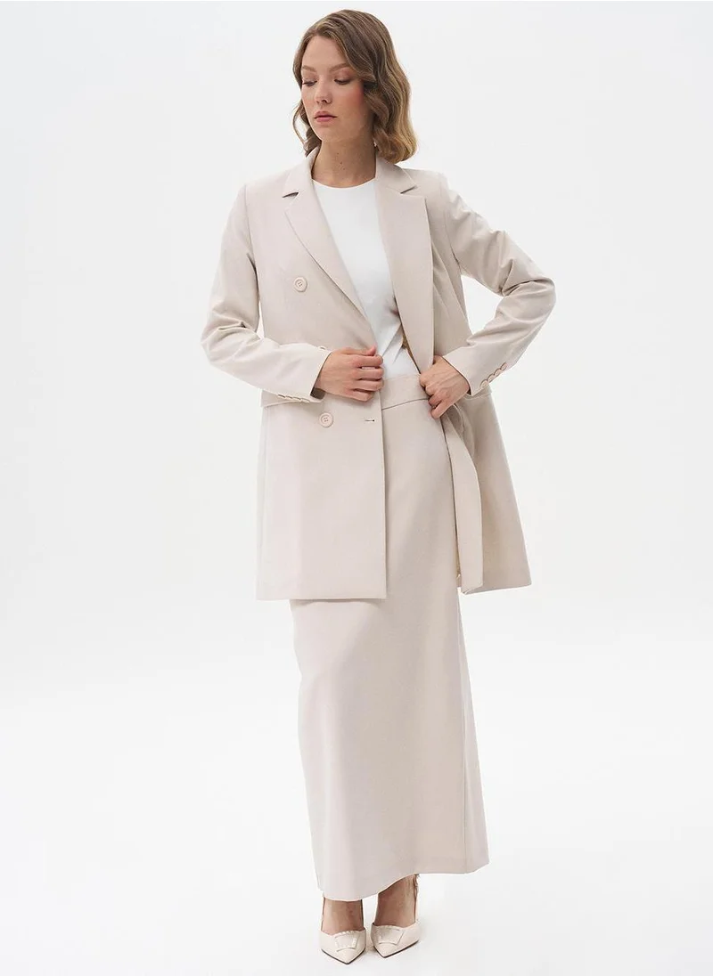 Kayra Skirt with Hidden Slit Detail Stone