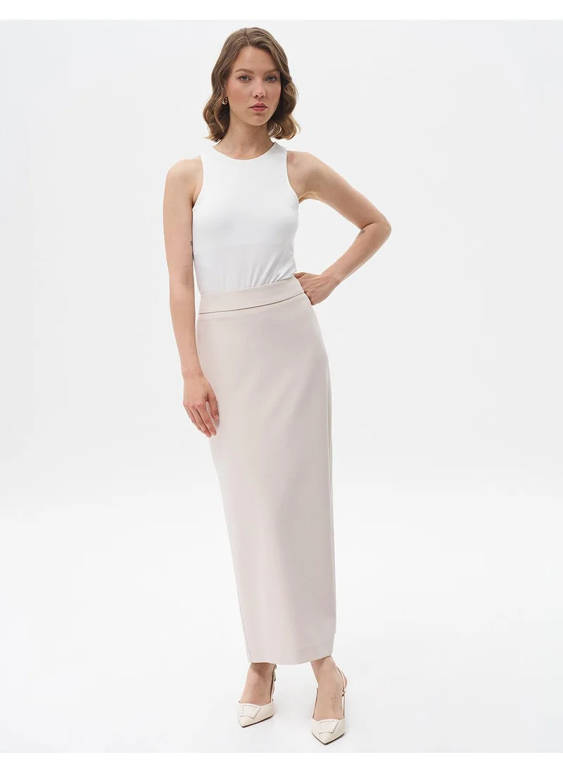 Kayra Skirt with Hidden Slit Detail Stone