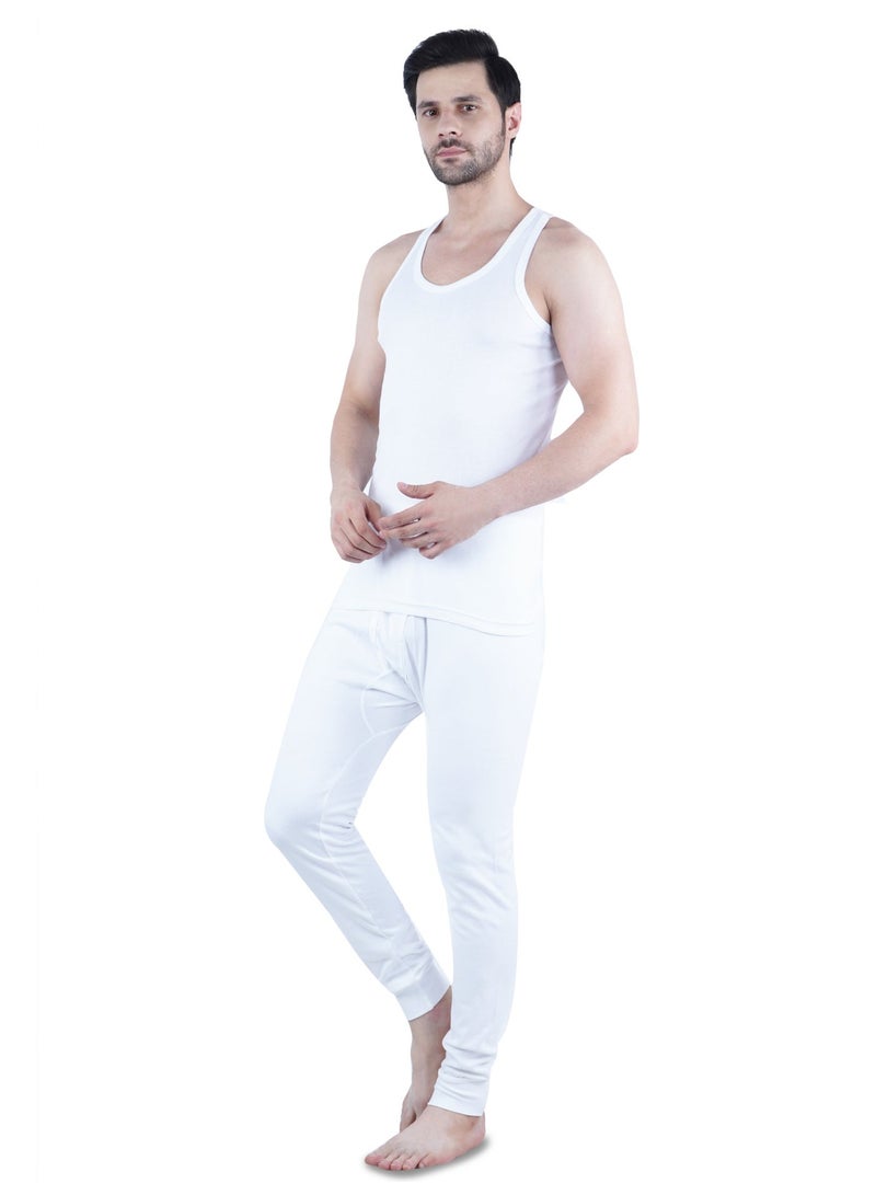 WHITE LEAF Men's Tank Top Vest 3PCS Pack – 100% Combed Cotton Breathable Sleeveless Innerwear, White - Image 3