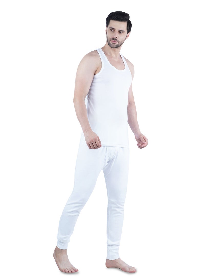 WHITE LEAF Men's Tank Top Vest 3PCS Pack – 100% Combed Cotton Breathable Sleeveless Innerwear, White - Image 4