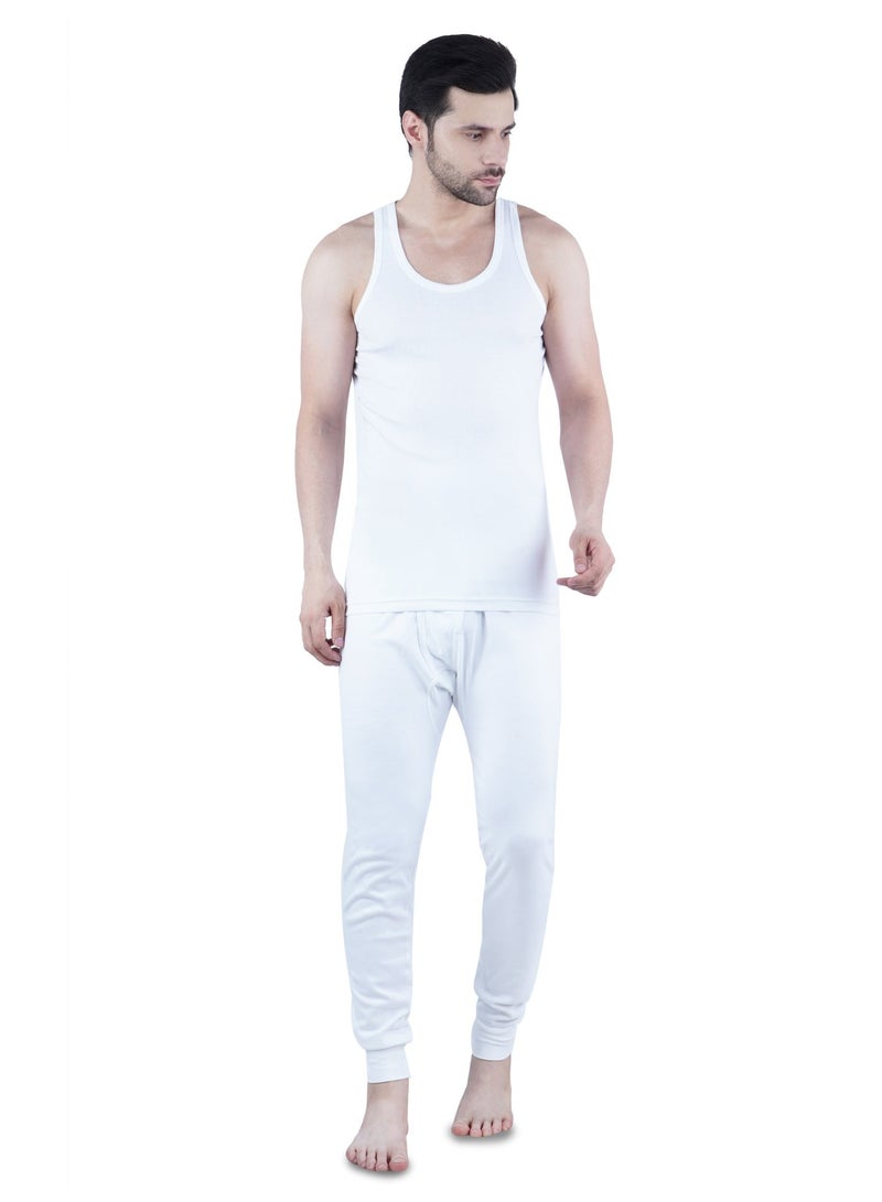 WHITE LEAF Men's Tank Top Vest 3PCS Pack – 100% Combed Cotton Breathable Sleeveless Innerwear, White - Image 2
