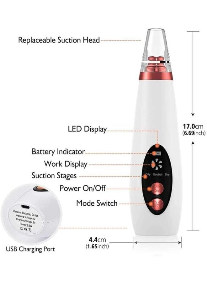 Multifunctional blackhead removal and cleaning device with 6 heads and USB charging - Image 4