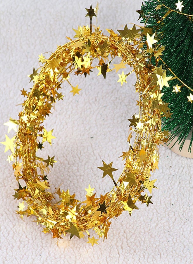وهاواي 4 Rolls 25 Ft Star Tinsel Garlands with Wire, Christmas Star Wire Garland Decorations for Xmas Tree Home Wedding Birthday Party Festive Ornament(Gold, Silver) - Image 4