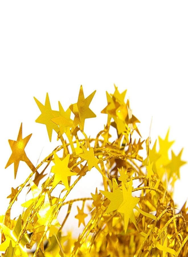 وهاواي 4 Rolls 25 Ft Star Tinsel Garlands with Wire, Christmas Star Wire Garland Decorations for Xmas Tree Home Wedding Birthday Party Festive Ornament(Gold, Silver) - Image 3