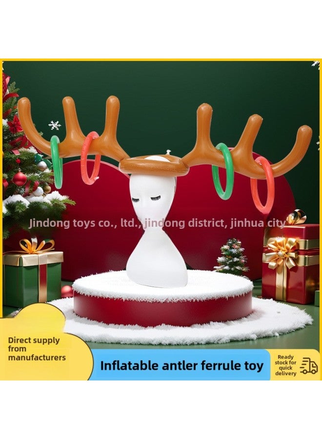 Elk Party Interactive Toy Antler Head Holiday Decoration Inflatable Throwing Head Hoop Antler Ring Toy-Color:Support Customization  - Image 1