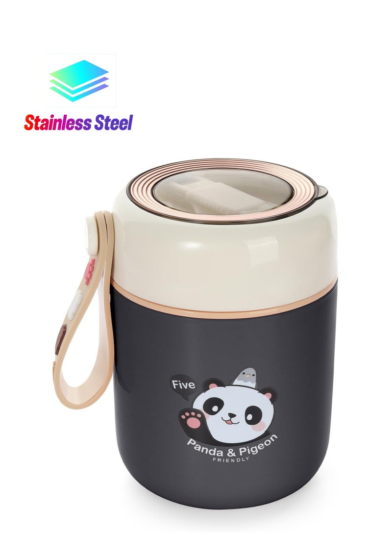 XiuWoo 15.4 oz Thermos for Hot Food Kids Insulated Jar with Foldable Spoon, Leak Proof, Stainless Steel Vacuum For School Office Picnic Travel - Image 1