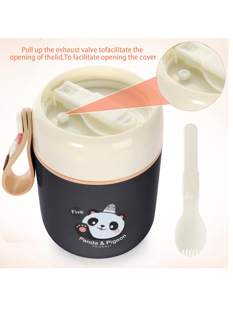 XiuWoo 15.4 oz Thermos for Hot Food Kids Insulated Jar with Foldable Spoon, Leak Proof, Stainless Steel Vacuum For School Office Picnic Travel - Image 4