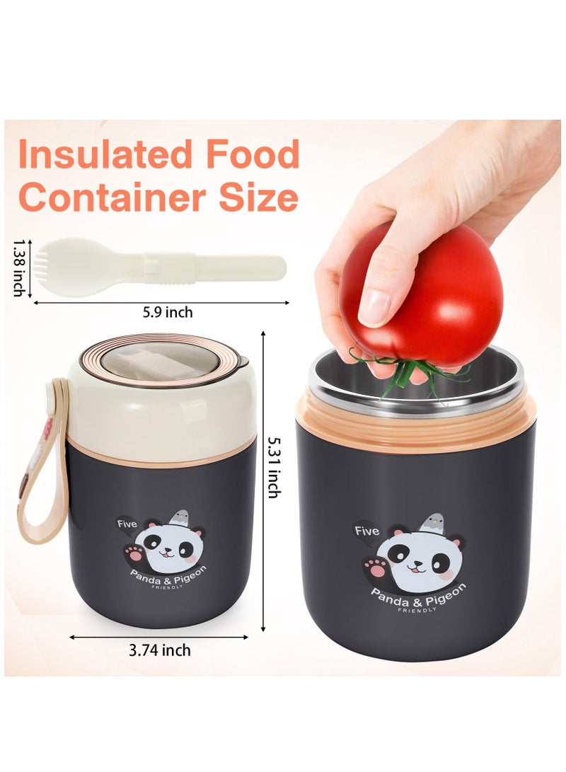 XiuWoo 15.4 oz Thermos for Hot Food Kids Insulated Jar with Foldable Spoon, Leak Proof, Stainless Steel Vacuum For School Office Picnic Travel - Image 3