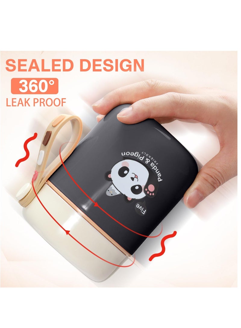 XiuWoo 15.4 oz Thermos for Hot Food Kids Insulated Jar with Foldable Spoon, Leak Proof, Stainless Steel Vacuum For School Office Picnic Travel - Image 5