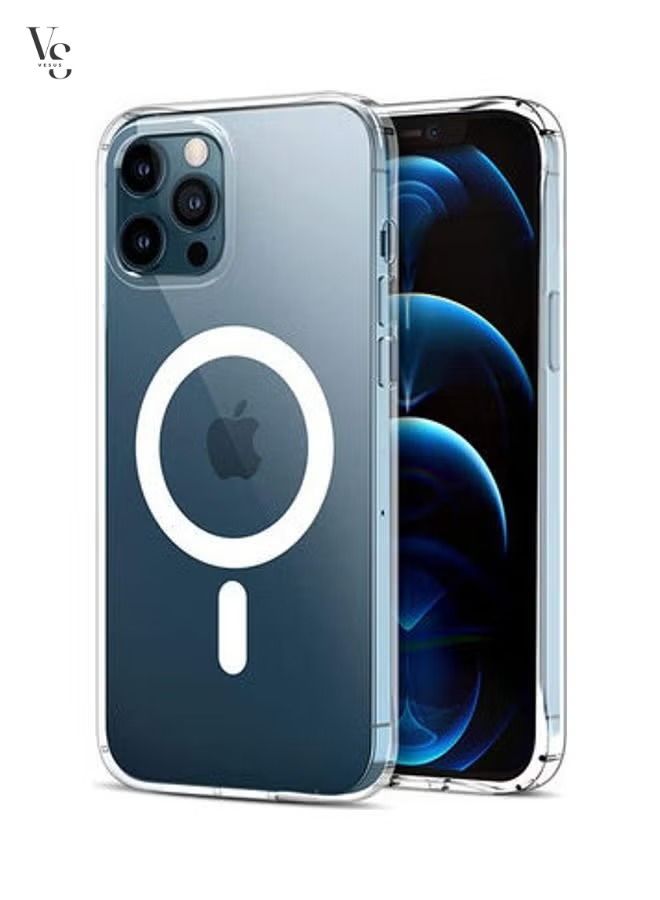 فيسوس غطاء خلفي زجاجي للشحن اللاسلكي / ماج سيف لهاتف آيفون 12 برو ماكس شفاف