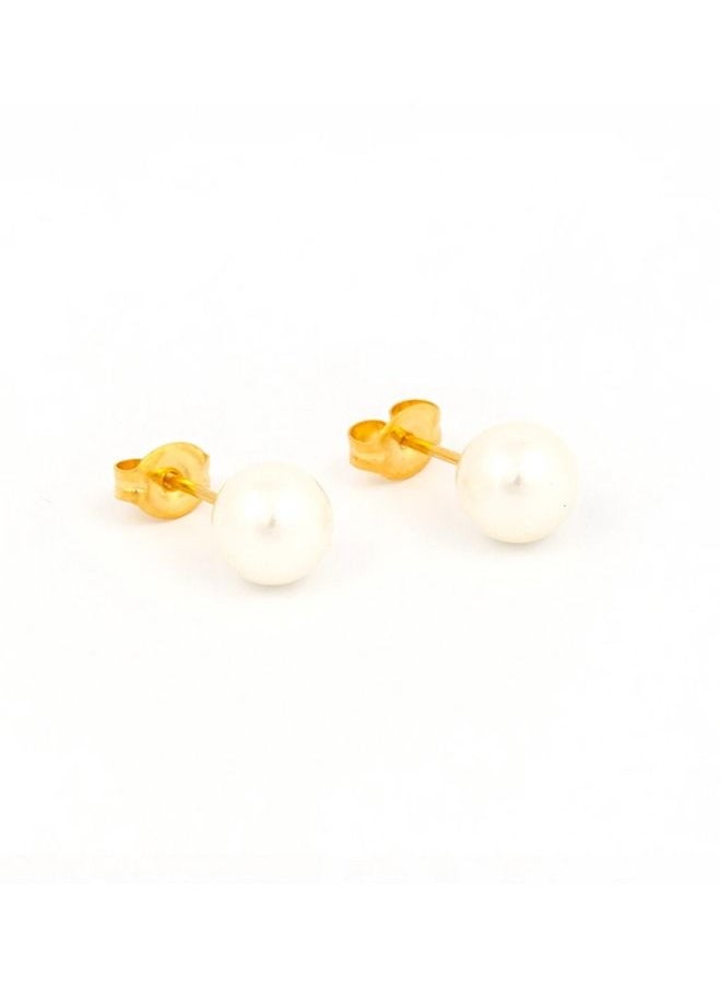 Studex - 7MM White Pearl 24K Pure Gold Plated Ear Studs - Image 1