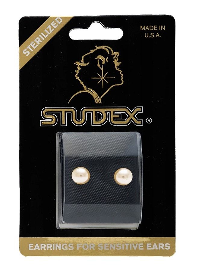 Studex - 7MM White Pearl 24K Pure Gold Plated Ear Studs - Image 1