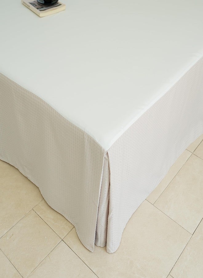 BISELINA Waffle Weave Bed Skirt, 14" Tailored Draped Basic Dust Border Soft Comfort Farmhouse Bedding (14" Queen, Khaki) - Image 1