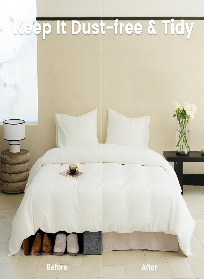 BISELINA Waffle Weave Bed Skirt, 14" Tailored Draped Basic Dust Border Soft Comfort Farmhouse Bedding (14" Queen, Khaki) - Image 4