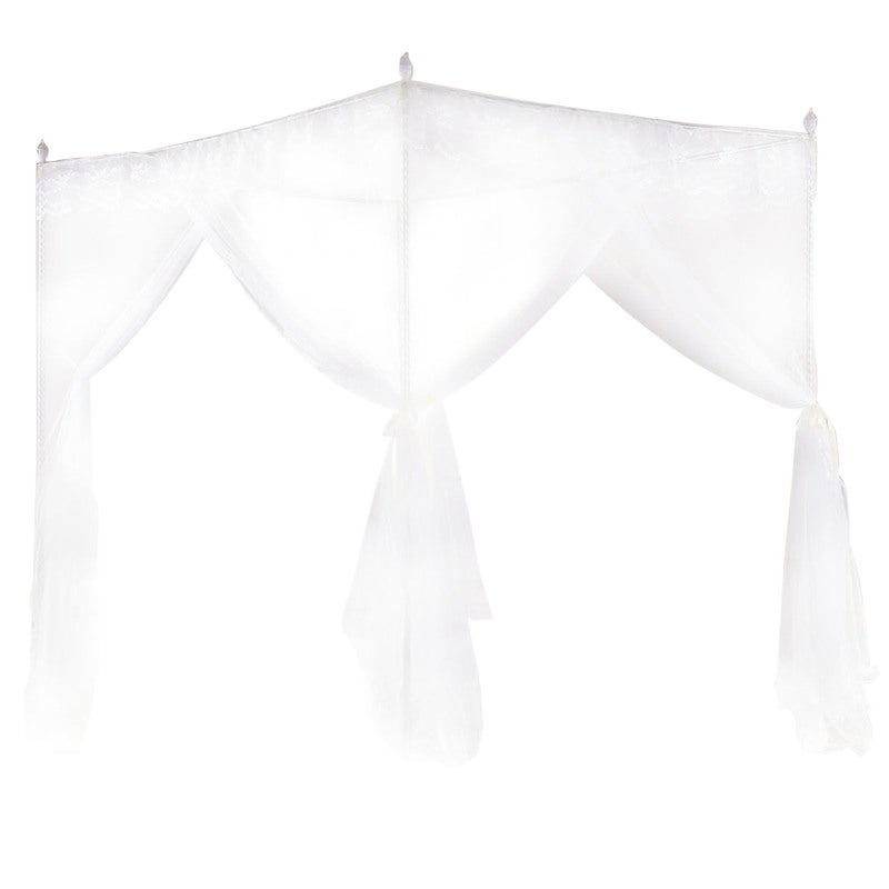 Princess Bed Canopy: Polyester Breathable Mesh Net, 3 Side Openings - Sturdy Durable Lace Design Bed Net for Girls Bedroom & Ladies Bedroom Decor - Image 1