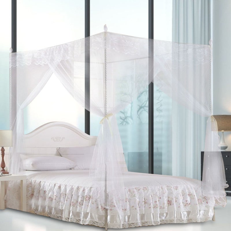 Princess Bed Canopy: Polyester Breathable Mesh Net, 3 Side Openings - Sturdy Durable Lace Design Bed Net for Girls Bedroom & Ladies Bedroom Decor - Image 4