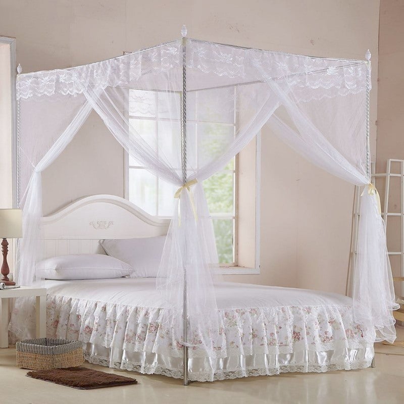 Princess Bed Canopy: Polyester Breathable Mesh Net, 3 Side Openings - Sturdy Durable Lace Design Bed Net for Girls Bedroom & Ladies Bedroom Decor - Image 2