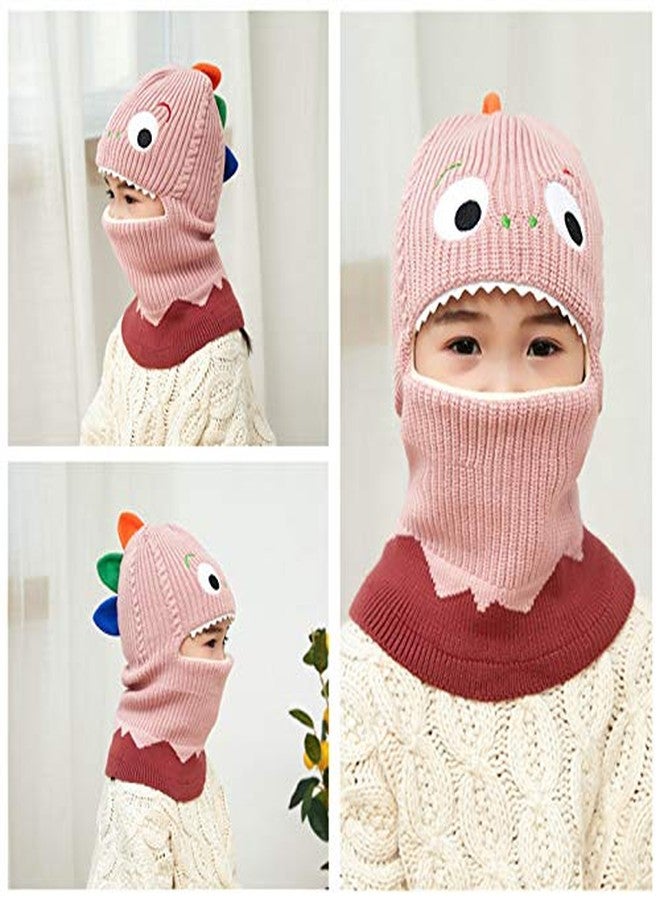 Newfancy Kids Boys Girls Dinosaur Winter Knit Hat Baby Toddler Thick Scarf Earflap Hood Scarves Skull Caps - Image 4